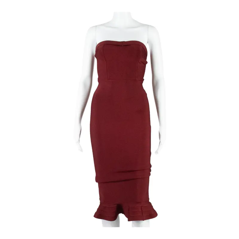 House Of Cb Bandage Womens Mermaid Dress Maroon Sleeveless Midi Xs 1