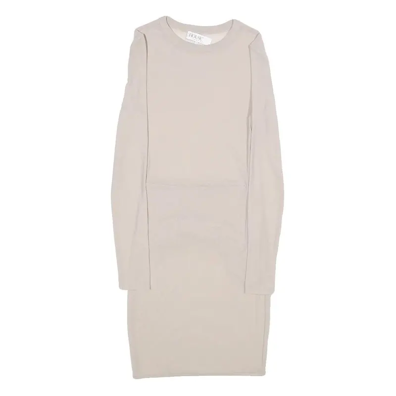 House Of Cb Womens Cream Bodycon Polyester Blend Dress Long Sleeve Xs Elegant 1
