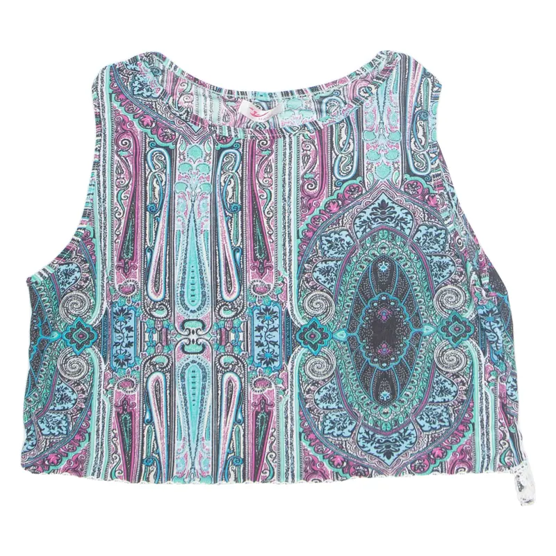 H&S Womens Printed Vest Blue Sleeveless Crazy Pattern M 1