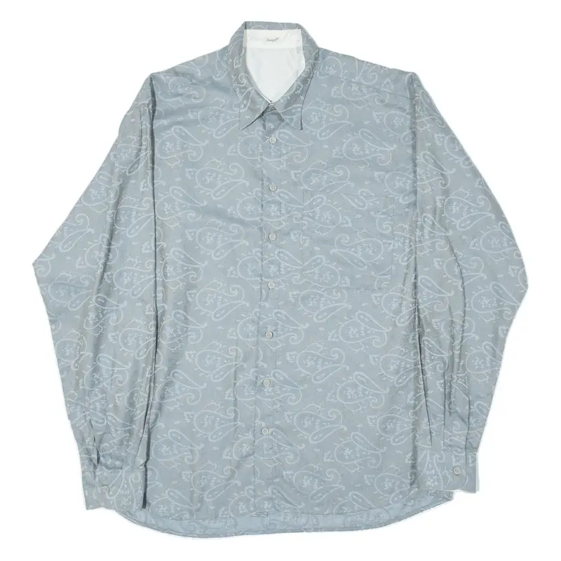 Huapt Mens Shirt Blue 90S Paisley Long Sleeve L 1