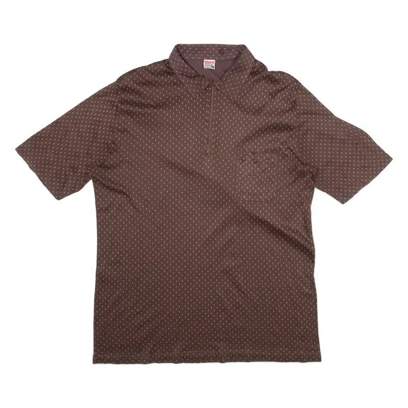 Huber Mens Polo Shirt Brown Spotted M 1