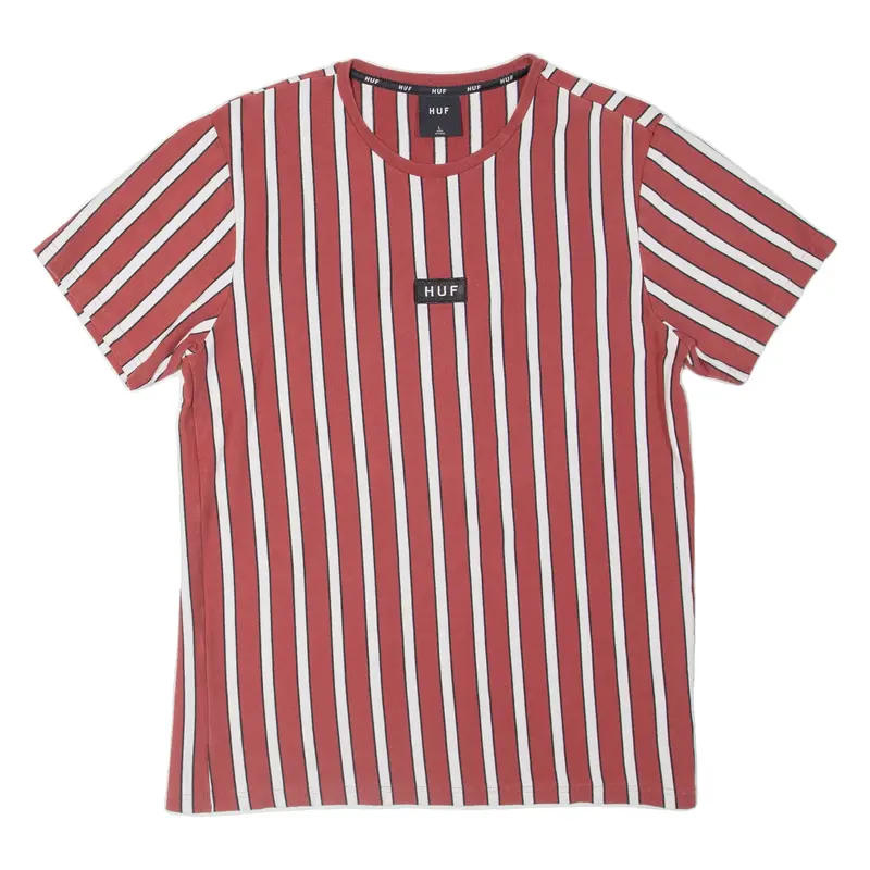 Huf Striped Mens T-Shirt Red L 1