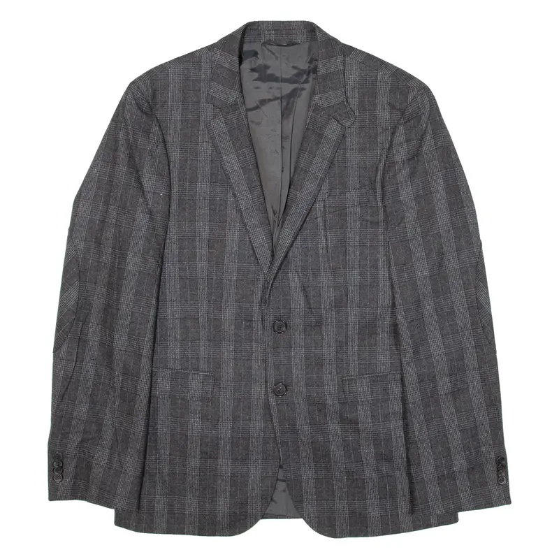 Hugo Boss Mens Blazer Jacket Grey Knit Wool Check M 1