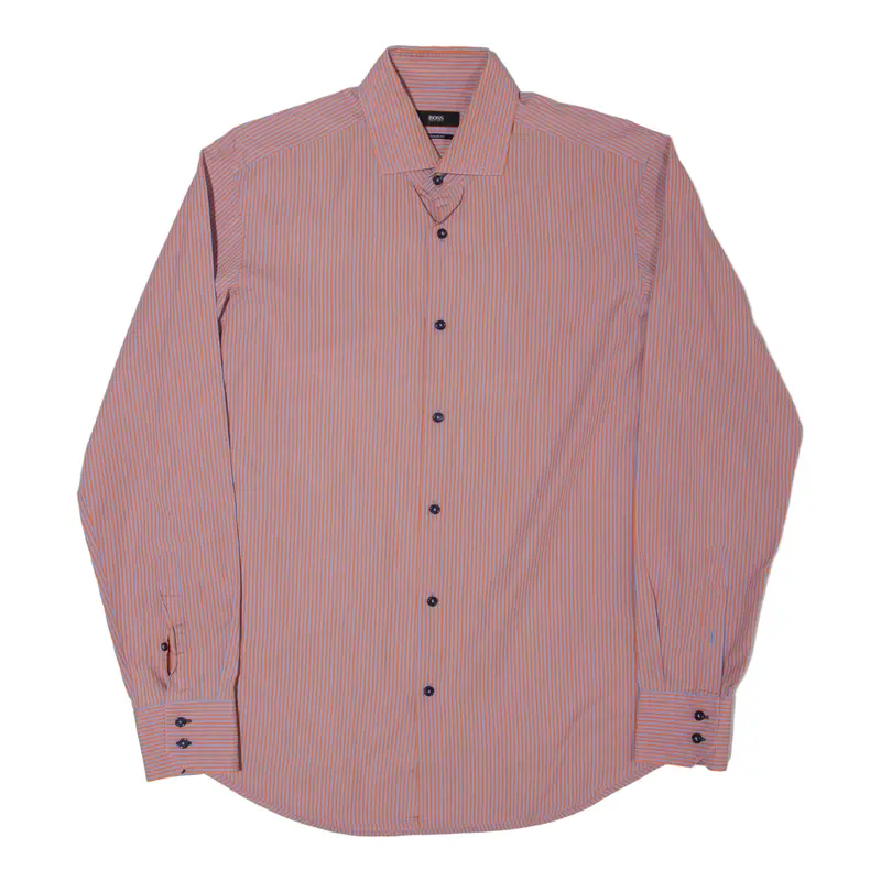 Hugo Boss Mens Shirt Red Striped Long Sleeve M 1