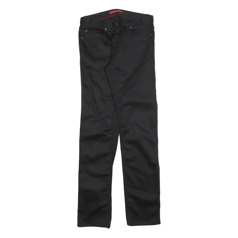 Hugo Boss Mens Slim Black Cotton Blend Trousers W30 L34 Zip Closure 1