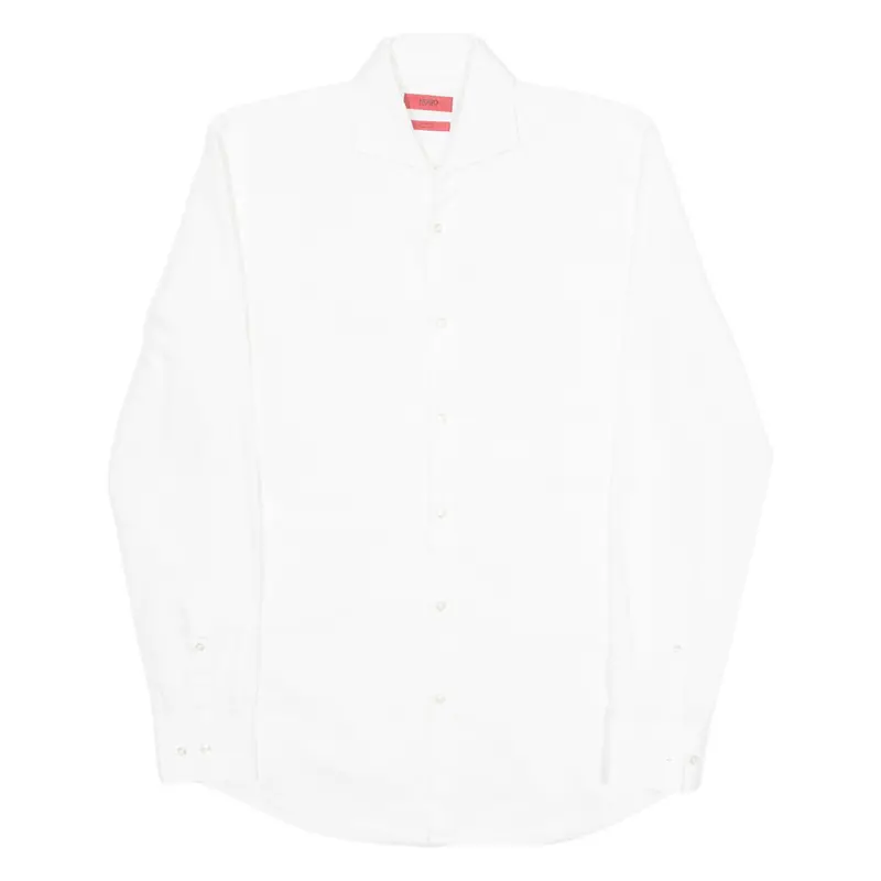 Hugo Boss Slim Fit Mens Plain Shirt White Long Sleeve S 1