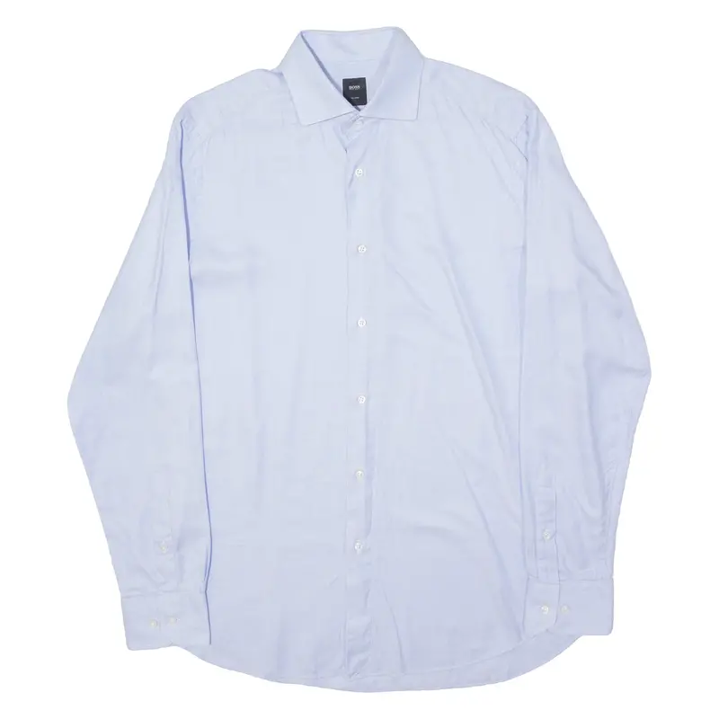 Hugo Boss Tailored T-Stenson Mens Plain Shirt Blue Long Sleeve L 1