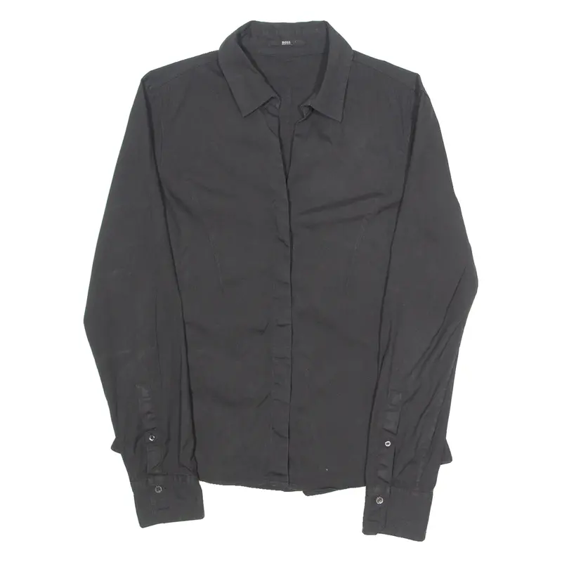 Hugo Boss Womens Plain Shirt Black Long Sleeve M 1