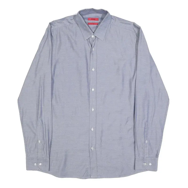 Hugo Mens Blue Shirt S Cotton Classic Formal Long Sleeve Button Shirt 1
