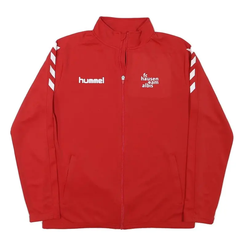 Hummel Mens Red Zip Jacket L Polyester Blend Plain Sportswear Training Track Top 1
