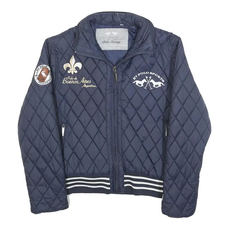 Hv Polo Sport Womens Navy Blue Quilted Jacket S Polyester Blend Zip Polo 1