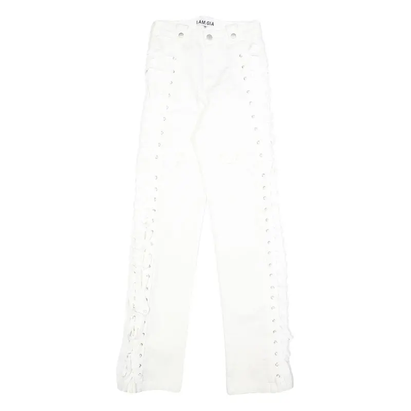 I.Am.Gia Holly Pant Womens White Regular Straight Trousers W25 L33 Side Lace 1