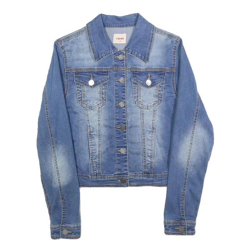 I Dodo Womens Blue Denim Jacket S Cotton Blend Button Closure Classic Fit Casual 1