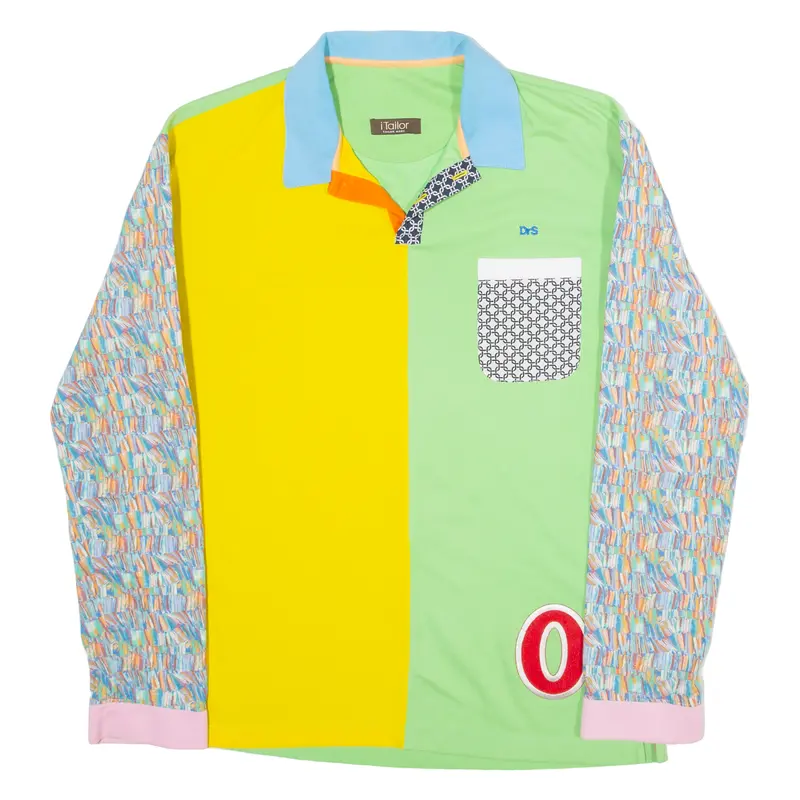 I Taylor Mens Polo Shirt Yellow 90S Long Sleeve M 1