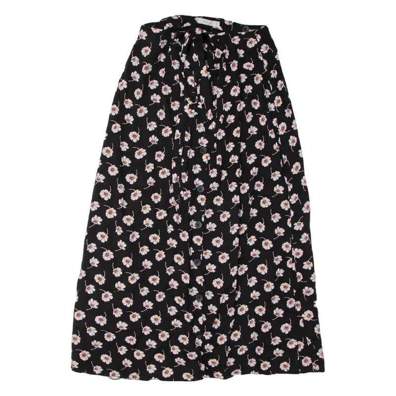 Illa Illa Womens A-Line Skirt Black Midi Floral S 1