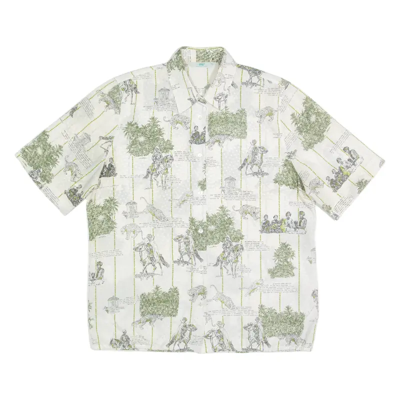 Imes Mens Hawaiian Shirt White Crazy Pattern M 1