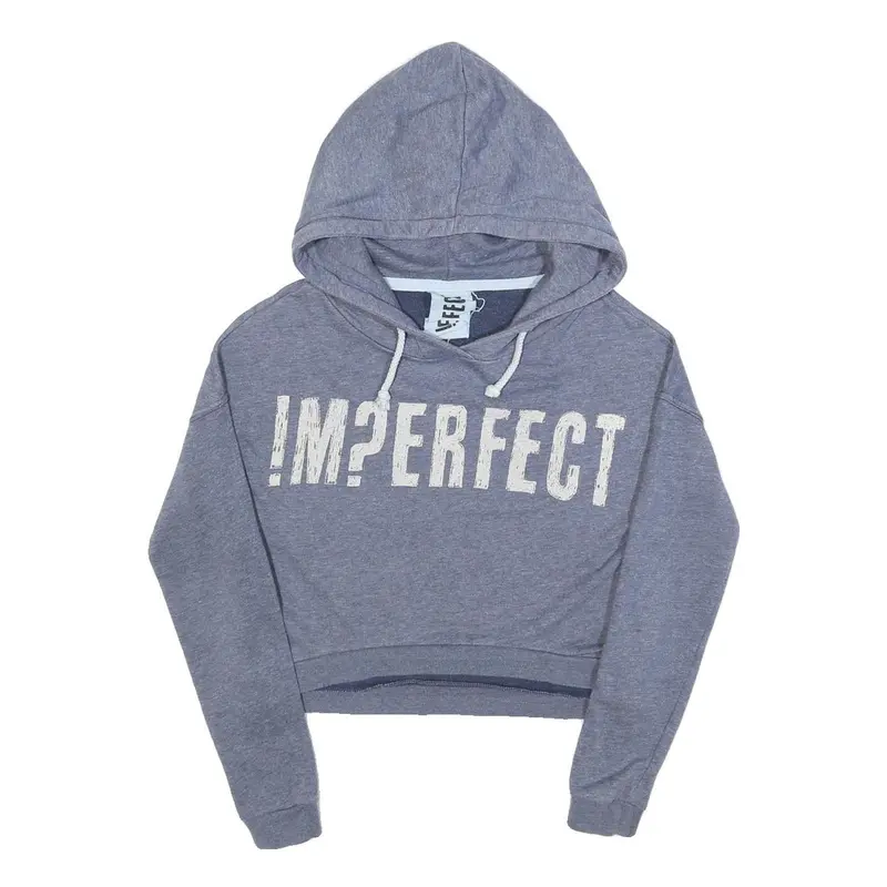 Imperfect Womens Blue Heather Hoodie S Cotton Blend Pullover Cropped Hooded 1