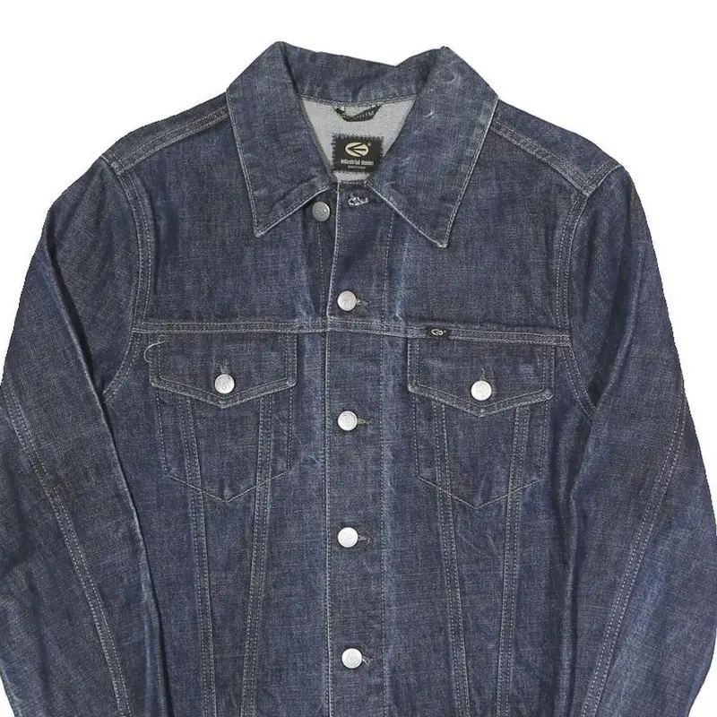 Industrial Denim Mens Blue Button Cotton Blend Denim Jacket M Plain Classic Fit 2