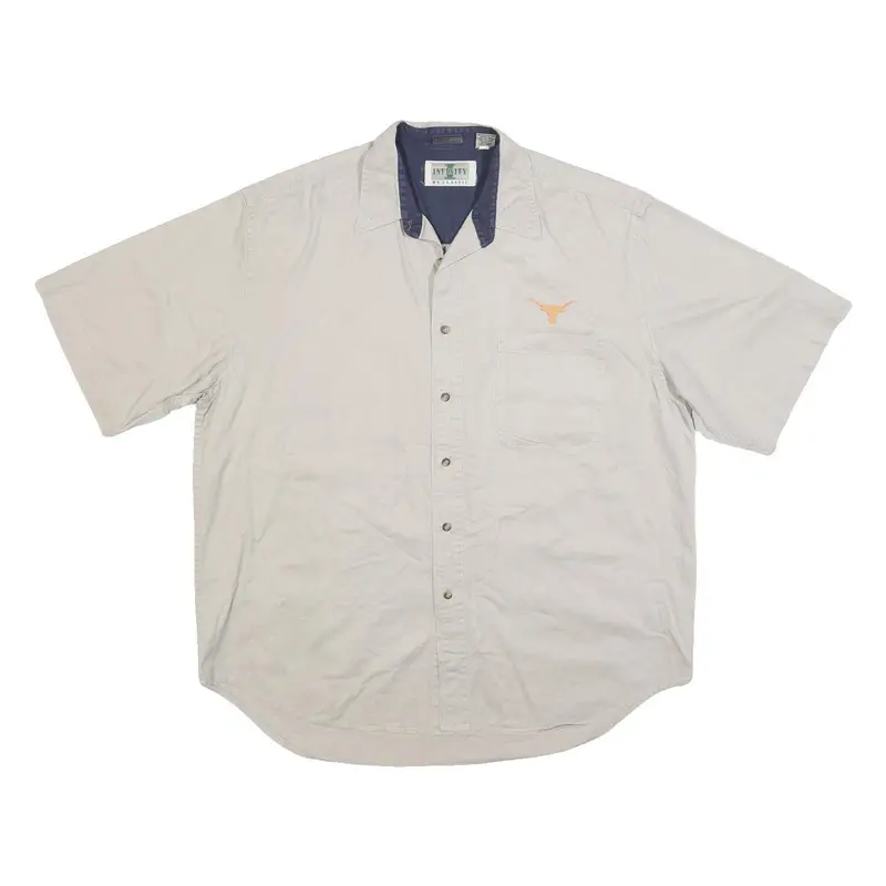 Infinity By Classic Mens Beige Short Sleeve Shirt L Cotton Casual Summer Button 1