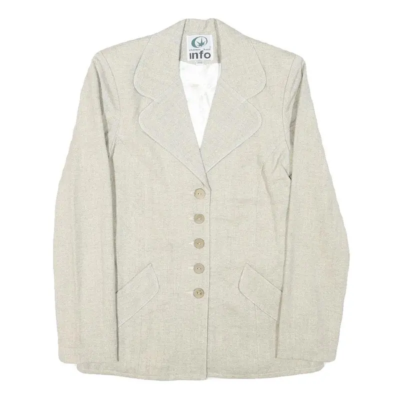 Info Womens Beige Wool Blend Button Jacket Xxs Woven Classic Tailored 1