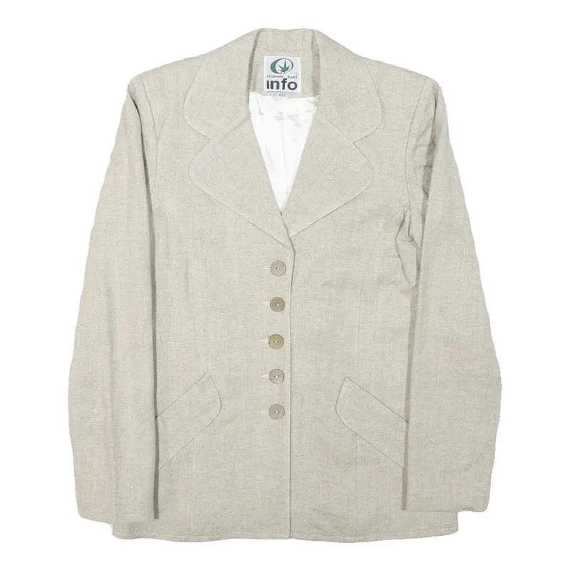 Info Womens Beige Wool Blend Button Jacket Xxs Woven Classic Tailored 1