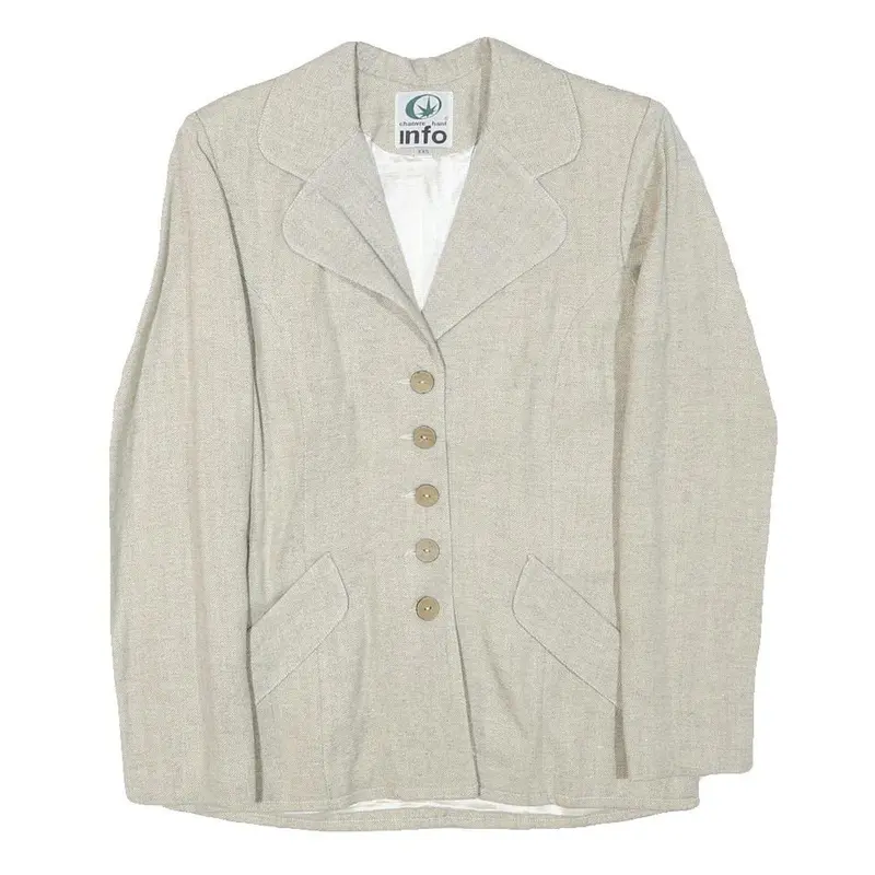 Info Womens Beige Wool Blend Button Jacket Xxs Woven Classic Tailored Button 1