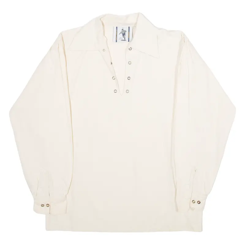 Innes & Cromb Ltd Mens Plain Shirt Cream Long Sleeve S 1