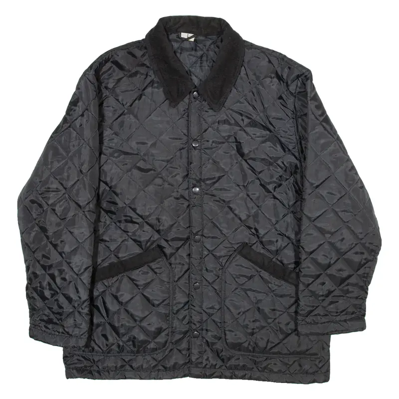 Insulated Mens Quilted Jacket Black Nylon L 1