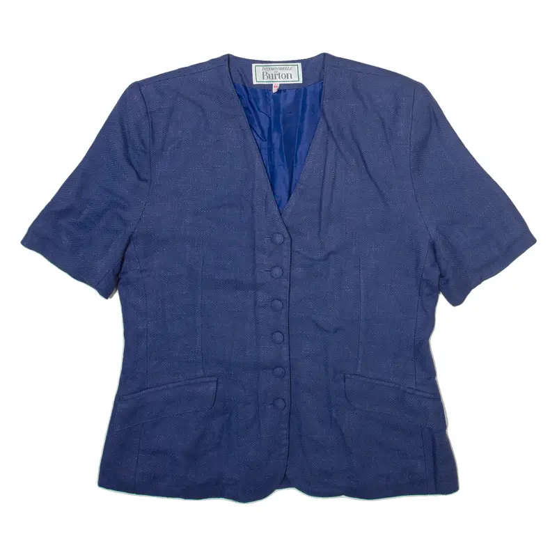 Intemporelle De Burton Womens Blazer Jacket Blue Linen S 1