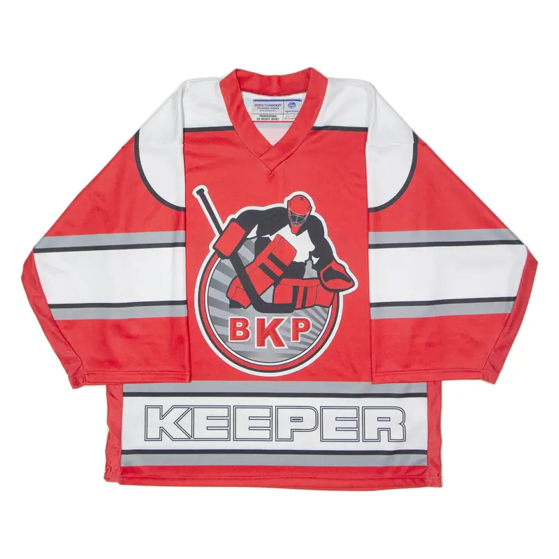 Interhockey Bkp Ice Hockey Goalkeeper Mens Jersey Red 3/4 Sleeve V-Neck L 1