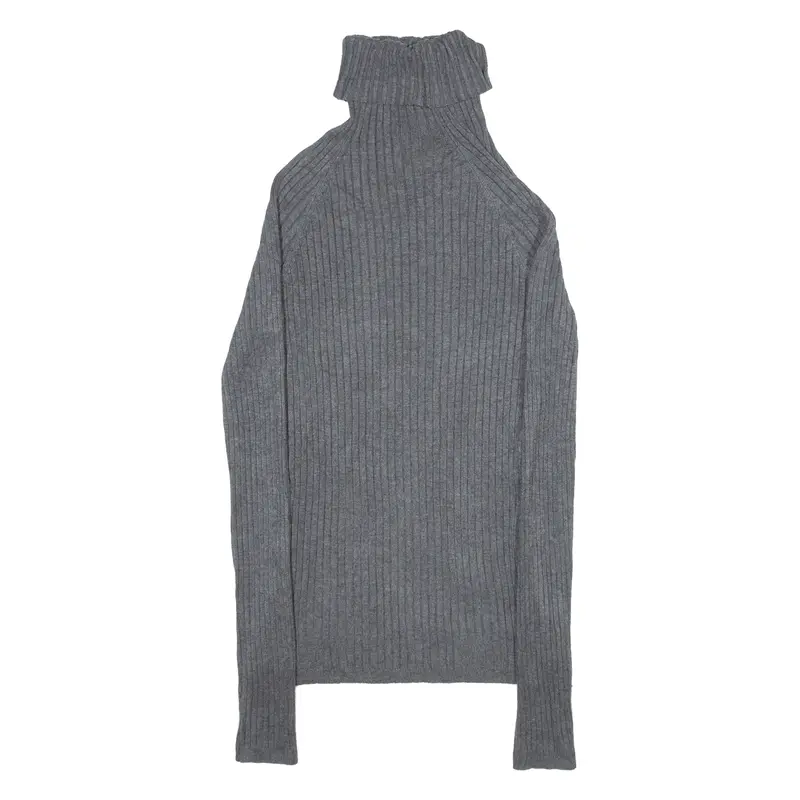 International Concepts Stretch Womens Jumper Grey Roll Neck Tight Knit M 1