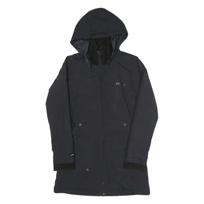 Iriedaily Womens Black Outdoor Jacket Xs Polyester Blend Plain Zip Hooded Casual 1