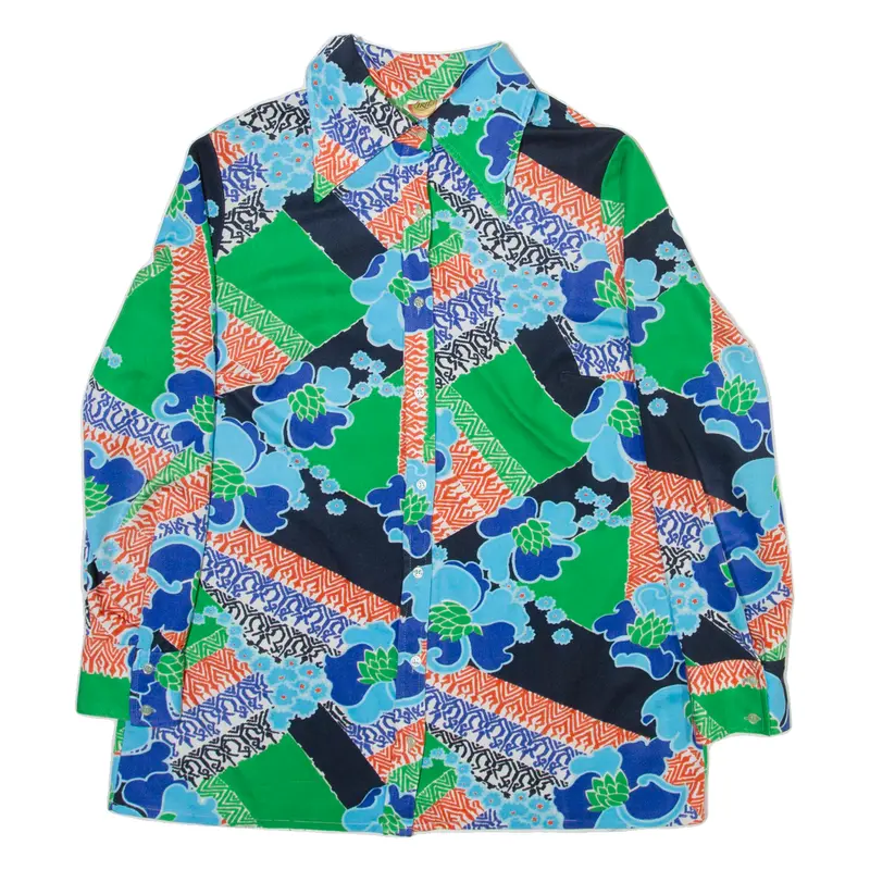 Iril Womens Shirt Green Crazy Pattern Long Sleeve M 1