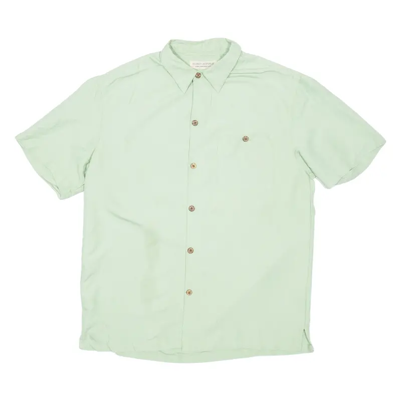 Island Republic Mens Plain Shirt Green M 1