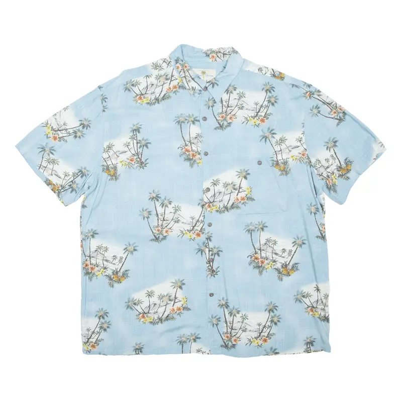 Island Shores Palm Trees Mens Shirt Blue Crazy Pattern Xl 1