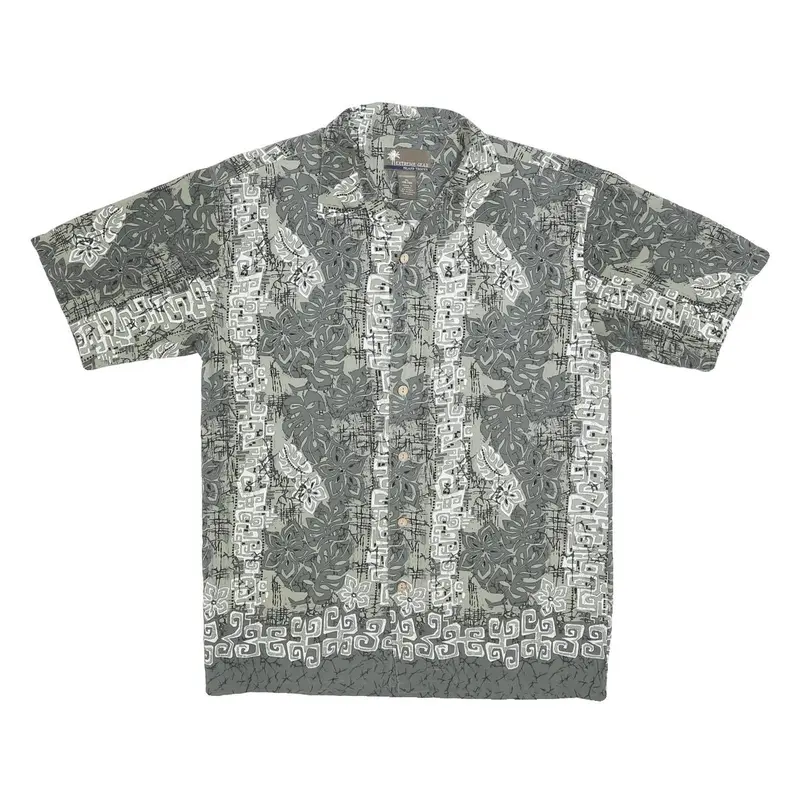 Island Tropics Boys Green Printed Shirt Xl Polyester Blend Lightweight Casual 1