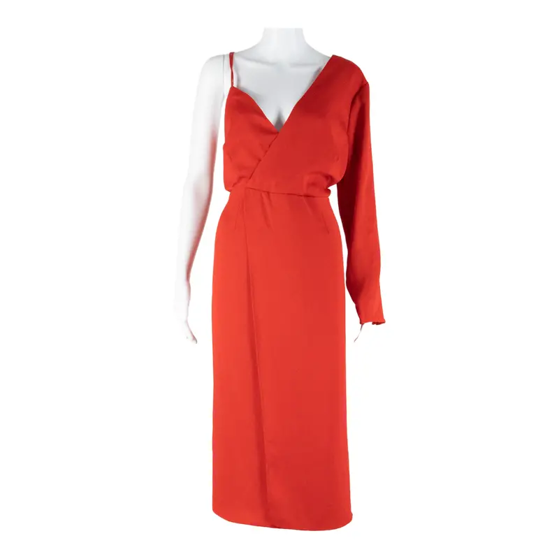 Issa Womens Day Dress Red Long Sleeve Knee Length Xl 1