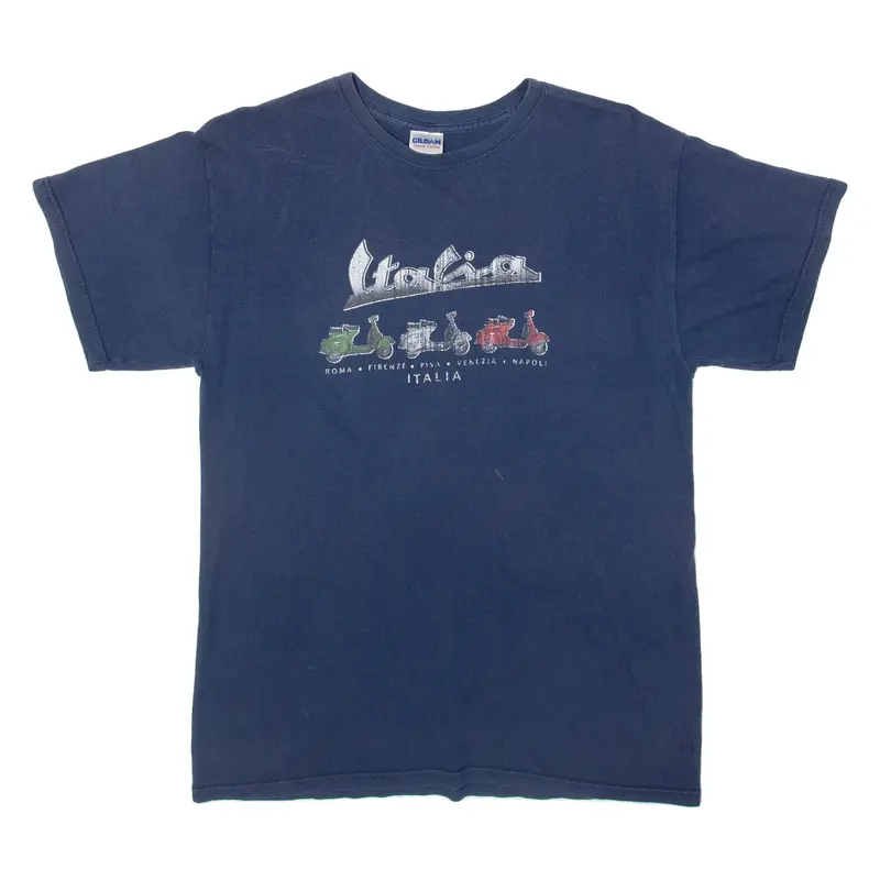 Italia Vespa Mens T-Shirt Blue M 1