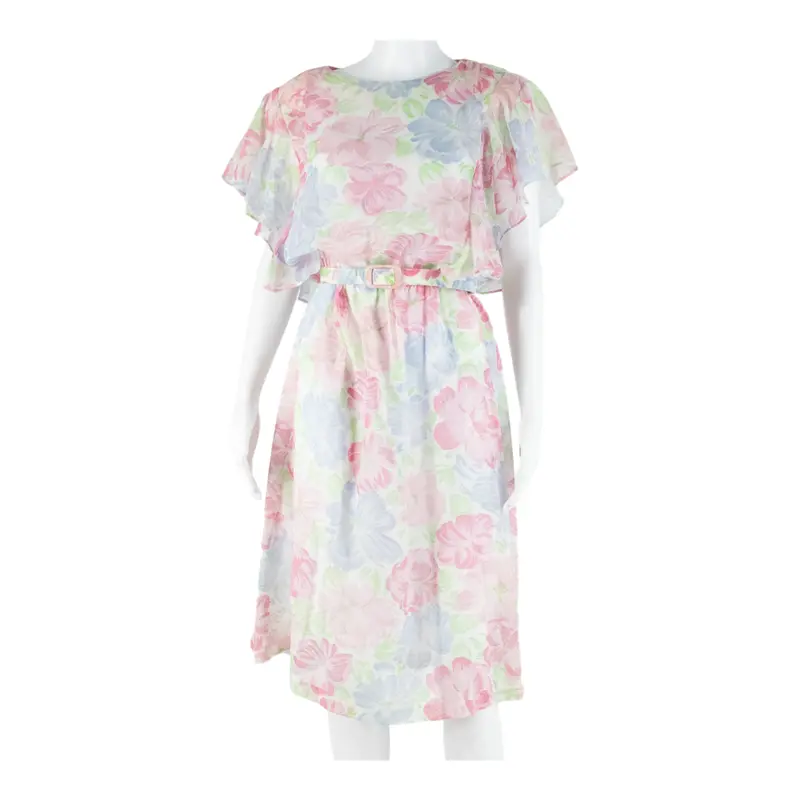 Items California Womens Day Dress Pink Floral Short Sleeve Midi L 1