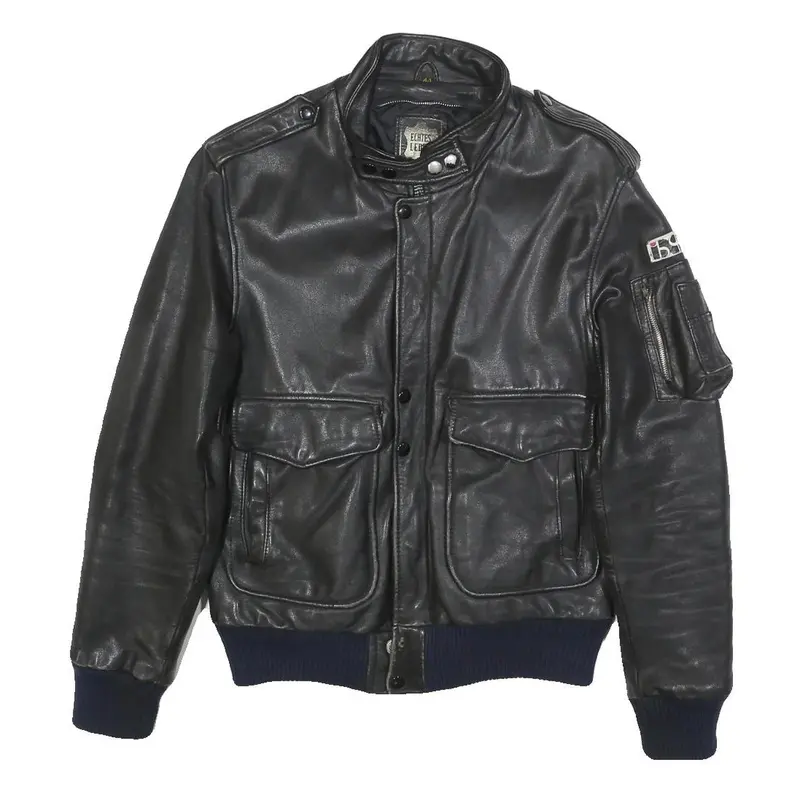 Ixs Mens Black Leather Biker Jacket Xs Zip Ribbed Cuffs Pockets 1