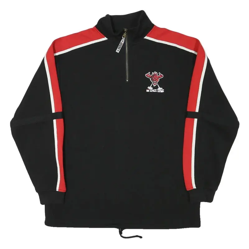 Ixs Mens Black & Red Zip Neck M Sweatshirt Sports Logo Pullover Polyester Blend 1