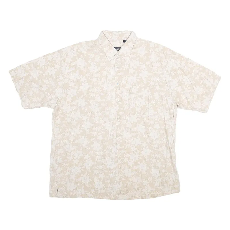 Izod Mens Beige Floral Cotton Shirt Xl Summer Casual Lightweight 1
