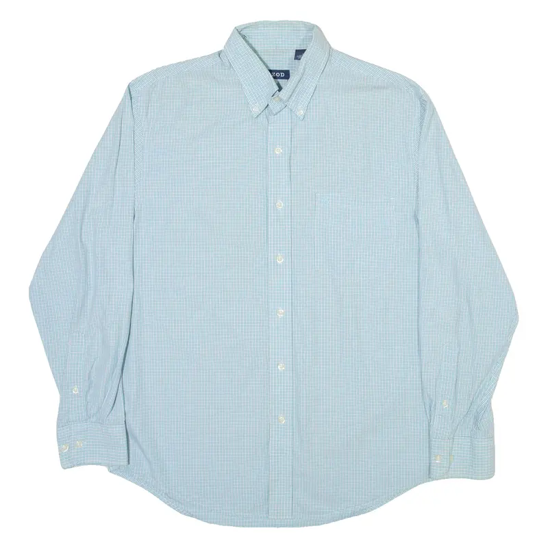 Izod Mens Shirt Blue Check Long Sleeve M 1