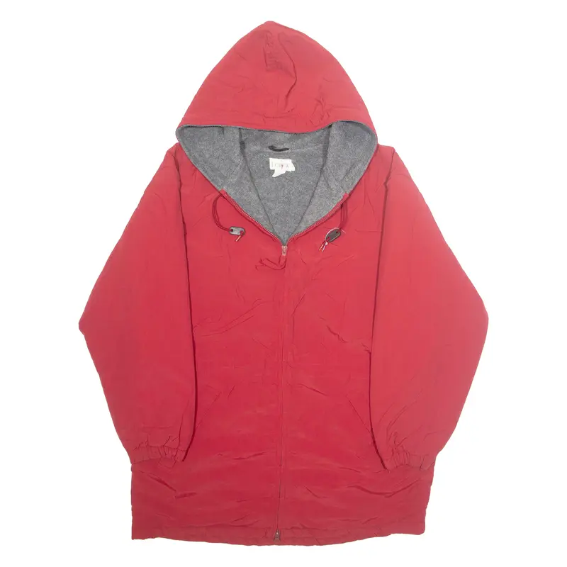 J Crew Mens Rain Coat Red Nylon Hooded S 1