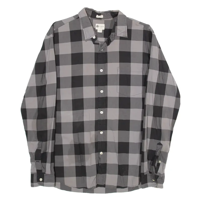 J Crew Tailored Fit Mens Shirt Grey Check Long Sleeve L 1