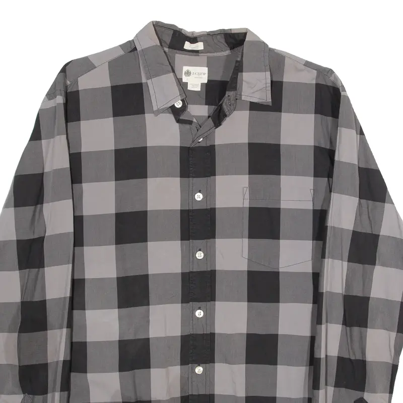 J Crew Tailored Fit Mens Shirt Grey Check Long Sleeve L 2