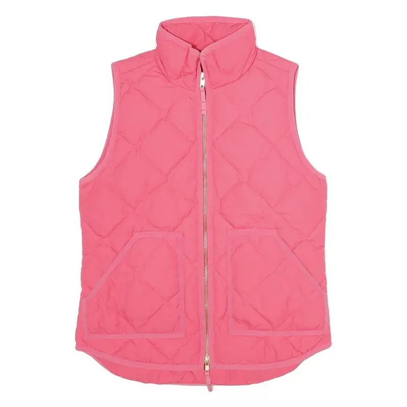 J.Crew Womens Pink Down Quilted Vest Xxs Jacket Zip Sleeveless Lightweight 1