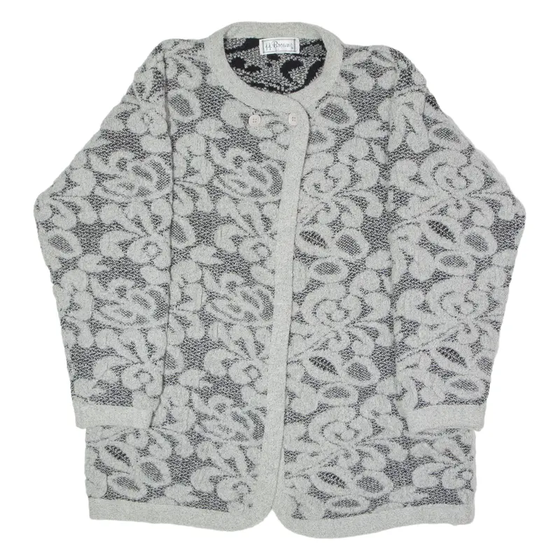 J.J. Browne Womens Jacket Grey Knit Wool 80S Floral Uk 12 1