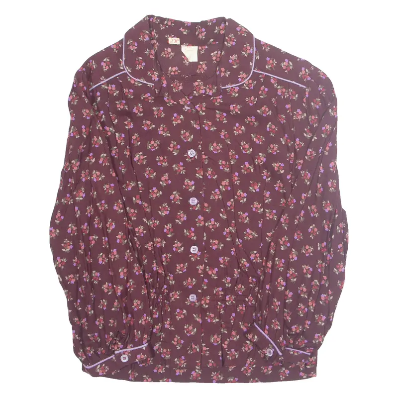 J.W Womens Printed Blouse Purple Long Sleeve Viscose Floral M 1