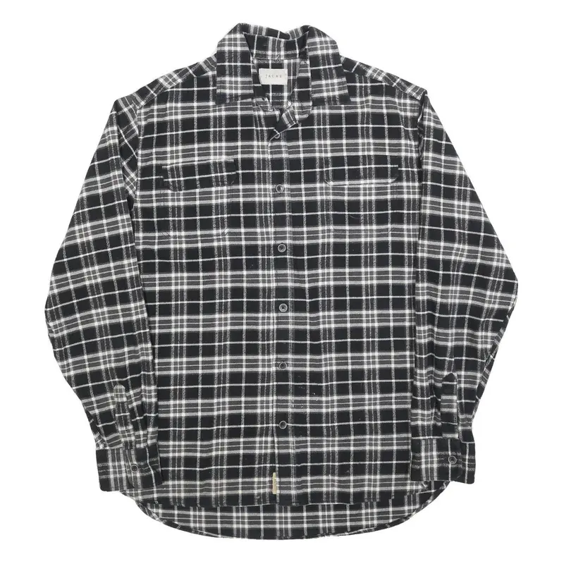 Jachs Mens Black & White Check Shirt L Cotton Blend Long Sleeve Casual 1